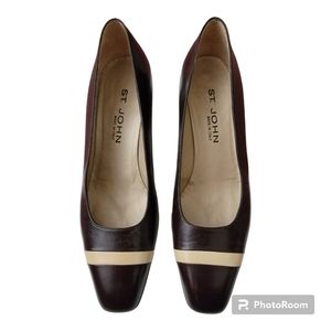 Brown and Cream St. John Heels, Size 9.5 S/AA
